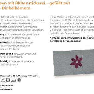 Körnerkissen mit Blütenstickerei
